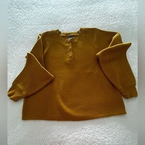 Waffle Knit Long Sleeve Top Old Navy Size Small Mustard Color Like New